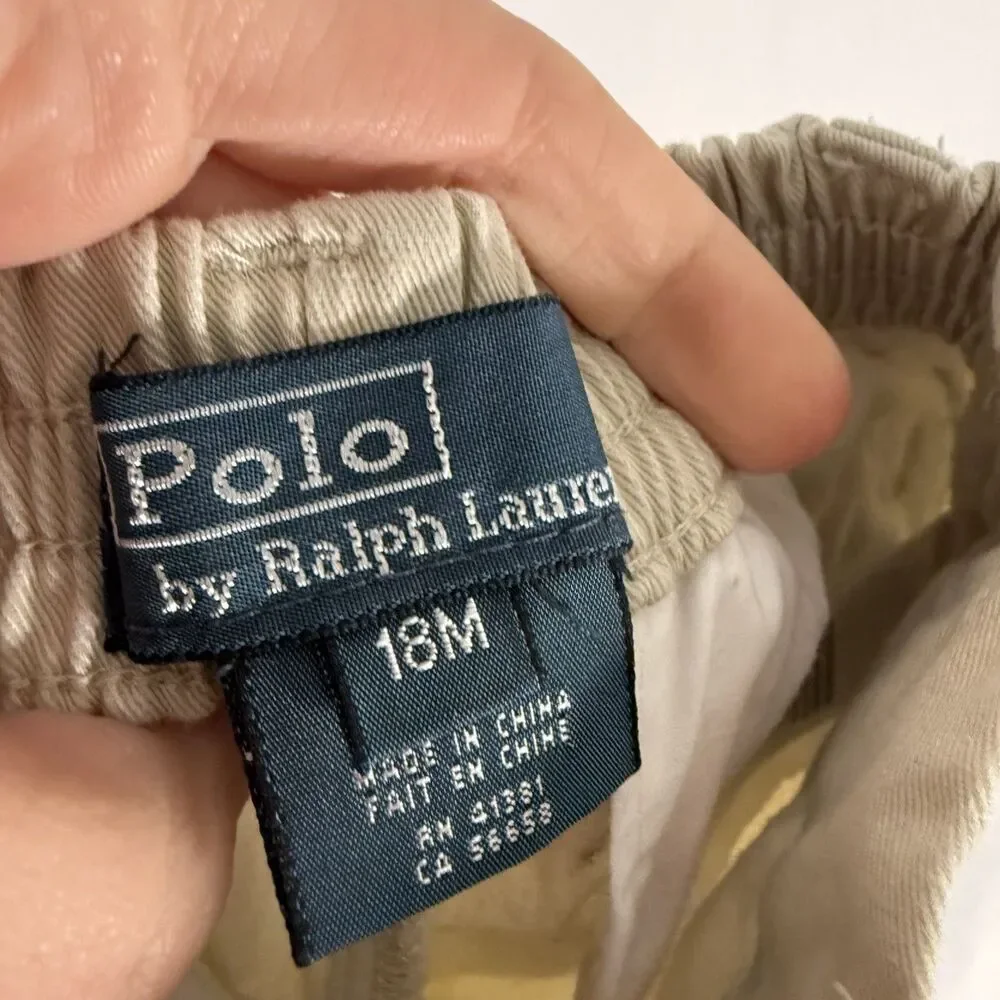 Polo Ralph Lauren Chino Pants Baby Boy 18M Khaki Flat Front Pull On